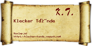 Klecker Tünde névjegykártya